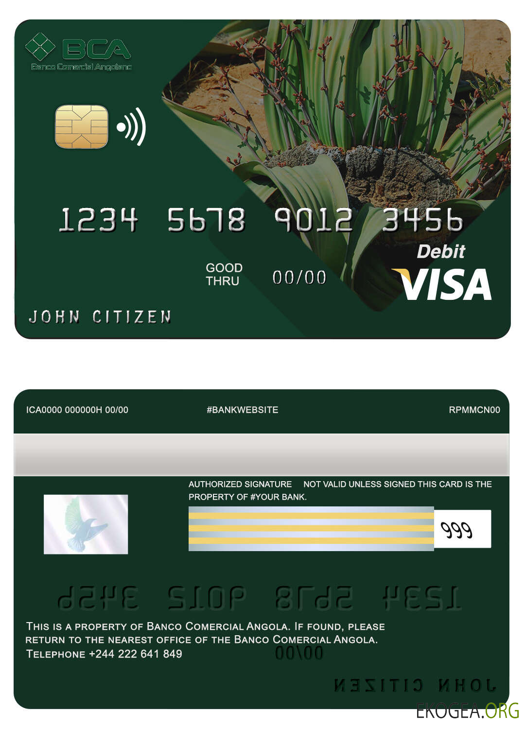 Carte visa d'une banque commerciale d'Angola